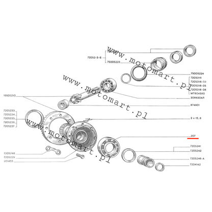 DRIVE BEARING 207 Dnieper MT Ural K750 M72 attack differential gear bearing
